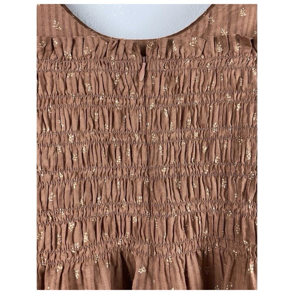 Madewell Smocked Puff Sleeve Top Rust Brown Cotton Babydoll Blouse Size 4 READ - Picture 4 of 9